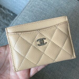 💯% Authentic Beige Chanel Classic Card Case w/ SHW